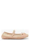 Fendi Ballerine Baguette Rosa Cipria In Rete E Pelle Scamosciata Donna