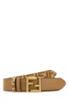 Fendi Cintura Reversibile Ff In Pelle Beige Donna In Brown