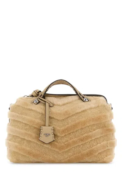 Fendi Women Beige Shearling Medium By The Way Handbag In Brown
