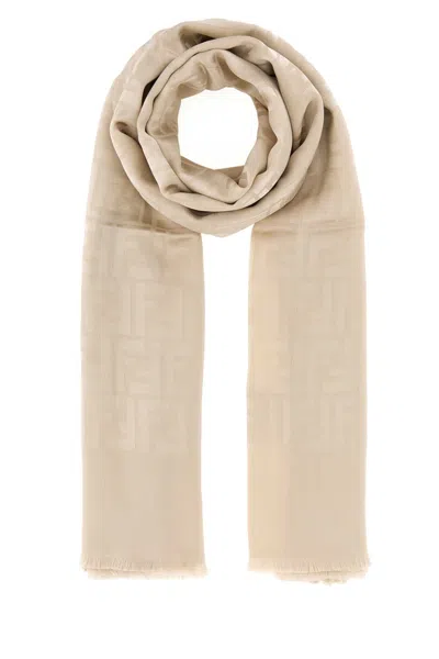Fendi Women Beige Silk Scarf In Neutral