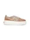 Fendi Women Beige Suede  Match Sneakers