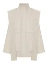 Fendi Beige Wool Parka With Removable Stole And Ff Monogram In Multi