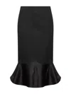 Fendi Women High-waisted Midi Skirt In Grain De Poudre Wool In Black