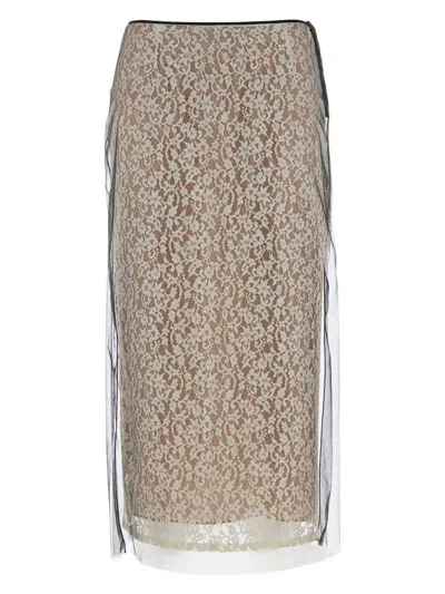 FENDI WOMEN'S BLACK LACE SKIRT