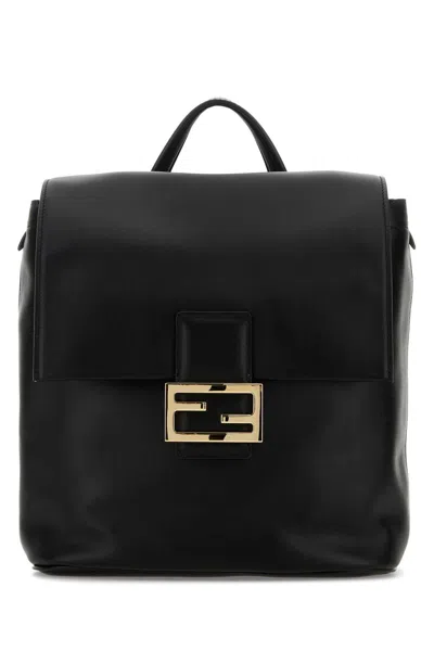 Fendi Women Black Leather Backpack