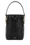 Fendi Women Mon Tresor Leather Bucket Bag With Ff Motif In Black