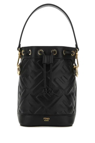 Fendi Women Black Leather Mon Tresor Bucket Bag