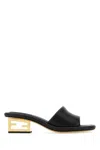 Fendi Nappa Leather Baguette Mules With Block Heel In Black