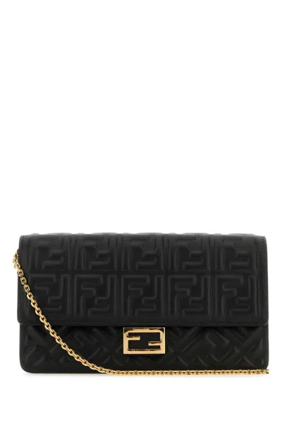 Fendi Women Black Nappa Leather Baguette Wallet