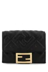 Fendi Women Black Nappa Leather Micro Baguette Wallet In Black
