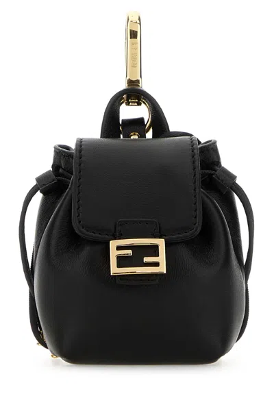 Fendi Women Black Nappa Leather Nano Backpack Charm