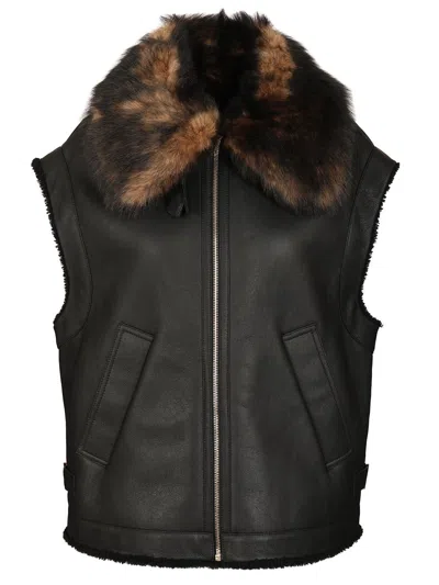 Fendi Women Black Nappa Leather Vest