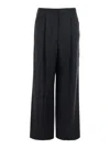 Fendi Women Black Pants With Front Pences And Wide Leg In Wool Woman In Black