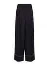 Fendi Women Black Wool And Silk Pajama-style Trousers In Multi