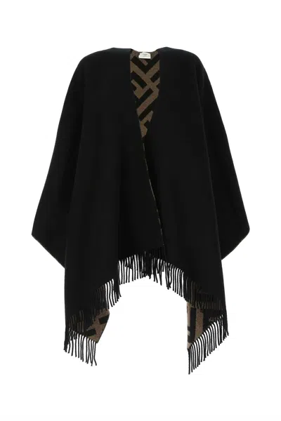 Fendi Women Black Wool Blend Cape