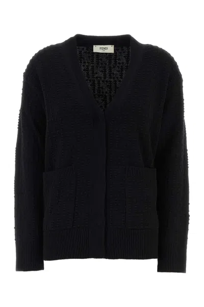 FENDI FENDI WOMEN BLACK WOOL BLEND CARDIGAN