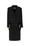 Fendi Straight-fit Midi Coat With Side Slits At The Bottom In Black