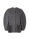 Fendi Women Wool Blouson With Mink Pockets And Inner Ff Logo In Gray