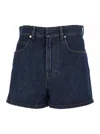 Fendi Women Blue Shorts With Logo Patch On The Rear In Denim Woman In Blue