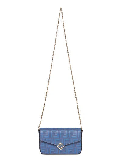 Fendi Women Blue Wallet On Chain Ff Diamonds Minibag In Multi