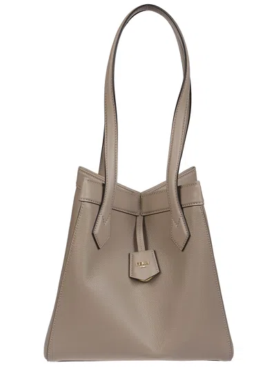 Fendi Women Borsa A Spalla Origami In Brown