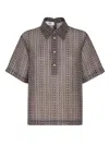 Fendi Grid-pattern Polo Top In Brown