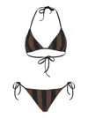 Fendi Women Brown And Black Reversible Bikini In Lycra Woman In Neutral