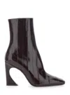Fendi Women Brown Ankle Boots With Arc Heel And Side Zip Closure In Leather Woman In Black