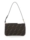 Fendi Women Brown Crossbody Bag With Zip-up Closure And All-over Ff Motif In Fabric Woman In Multi
