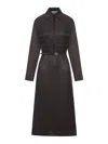 Fendi Silk Chess Ff Long Sleeve Midi Dress Dresses Brown In Black