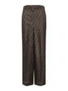 Fendi Ff Silk Twill Wide Leg Trousers Clothing In Multi
