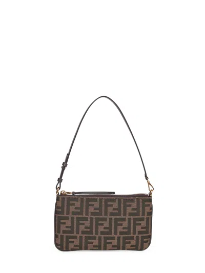 Fendi Women Brown Flat Baguette Pouch Bag In Multi