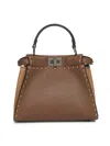 Fendi Peekaboo Iseeu Small Multicolour Sage Selleria Bag With 556 Hand-sewn Topstitches In Brown