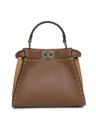 Fendi Women Brown Peekaboo Mini Handbag In Multi