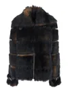 Fendi Women Brown Shearling Jacket With Spread Buckled Collar And Horizontal Band Embellishments In  In Brown