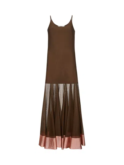 Fendi Women Brown Viscose Long Dress