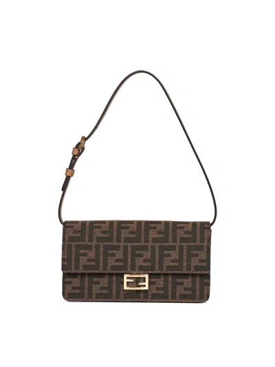 Fendi Women Brown Wallet On Chain Baguette Minibag In Multi