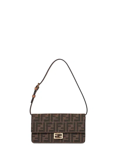Fendi Women Brown Wallet On Chain Baguette Minibag