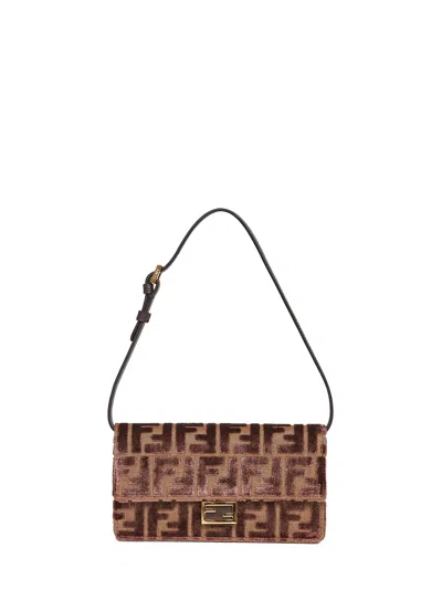 Fendi Women Brown Wallet On Chain Baguette Minibag<br/> In Multi