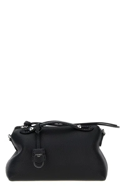 Fendi Medium Textured Top Handle Shoulder Bag In Black