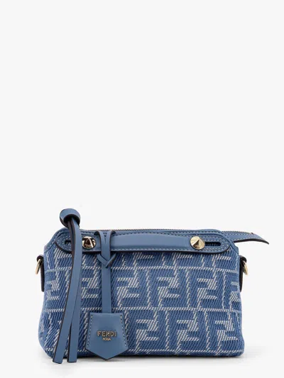 Fendi Women By The Way Soft Mini Denim-effect Ff Jacquard Shoulder Bag In Blue