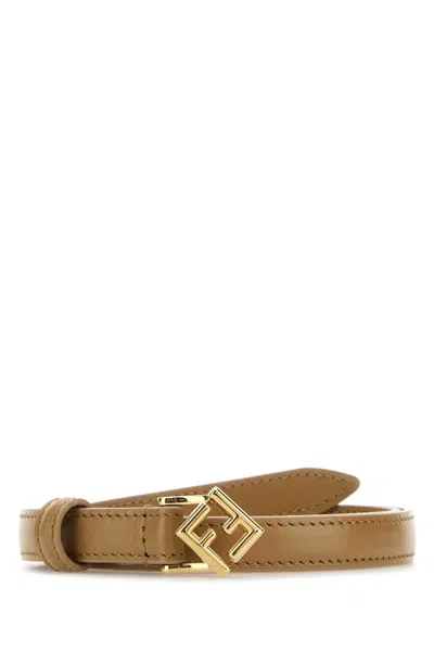 Fendi Women Camel Leather Belt In Brown