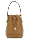 Fendi Women Camel Leather Mon Tresor Bucket Bag In Brown