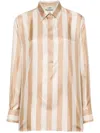 Fendi Beige Pequin-stripe Silk Shirt In Multicolor