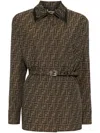 Fendi Women Canvas Single-breasted Jacket In Brown