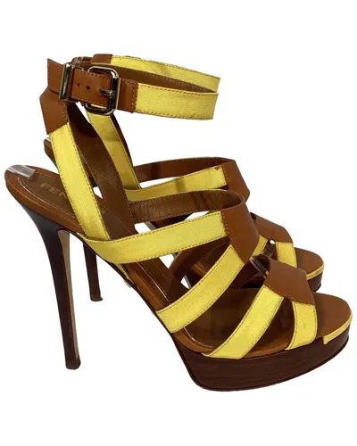 Fendi Women's Canvas Strappy Platform Sandal (authentic Pre-loved) In Brown