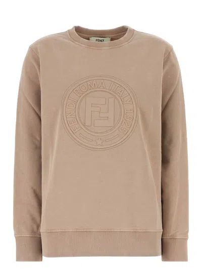 FENDI WOMEN'S CAPPUCCINO COTTON OVERSIZE SWEATSHIRT