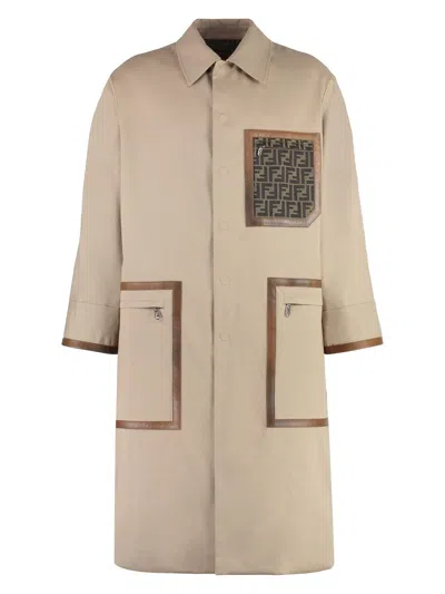 FENDI WOMEN'S CAPPUCCINO COTTON REVERSIBLE TRENCH COAT