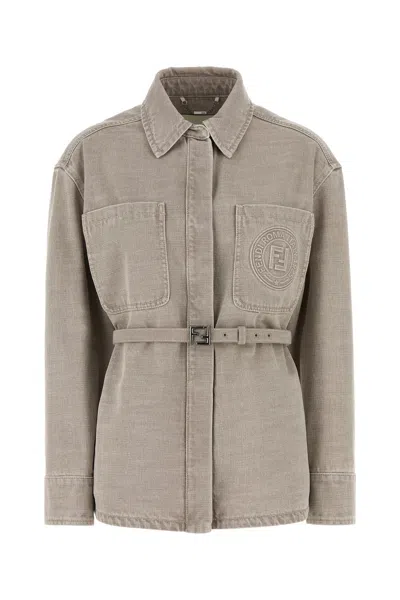 Fendi Women Cappuccino Denim Go-to Jacket In Brown