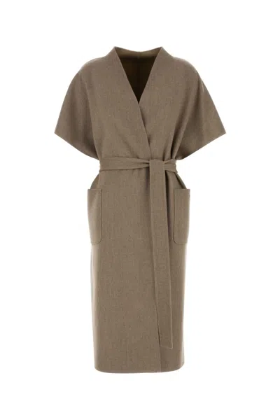 Fendi Women Cappuccino Stretch Cashmere Reversible Coat In Brown